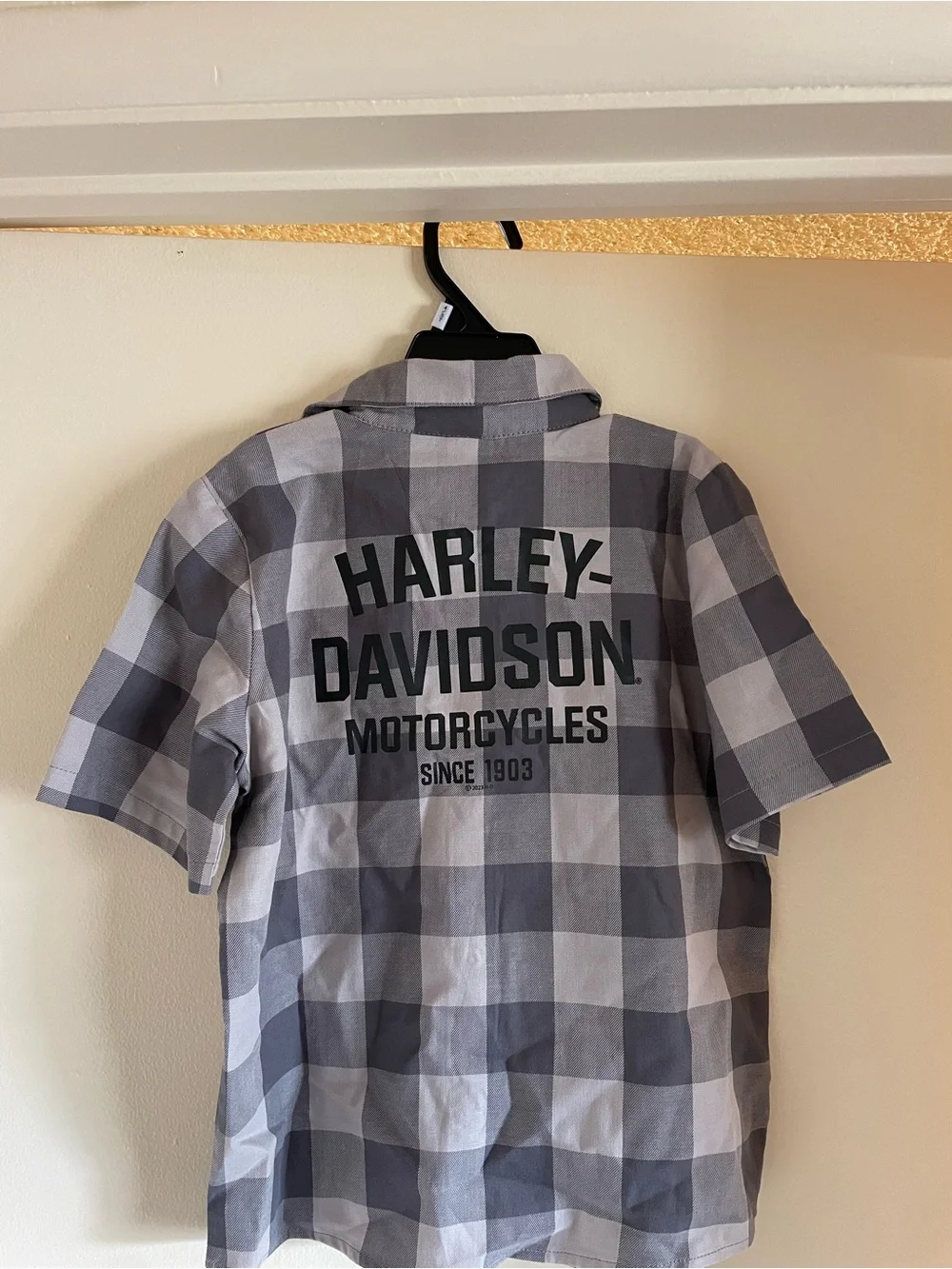 Harley-Davidson Boys Gray Plaid Short-Sleeve Button Shirt